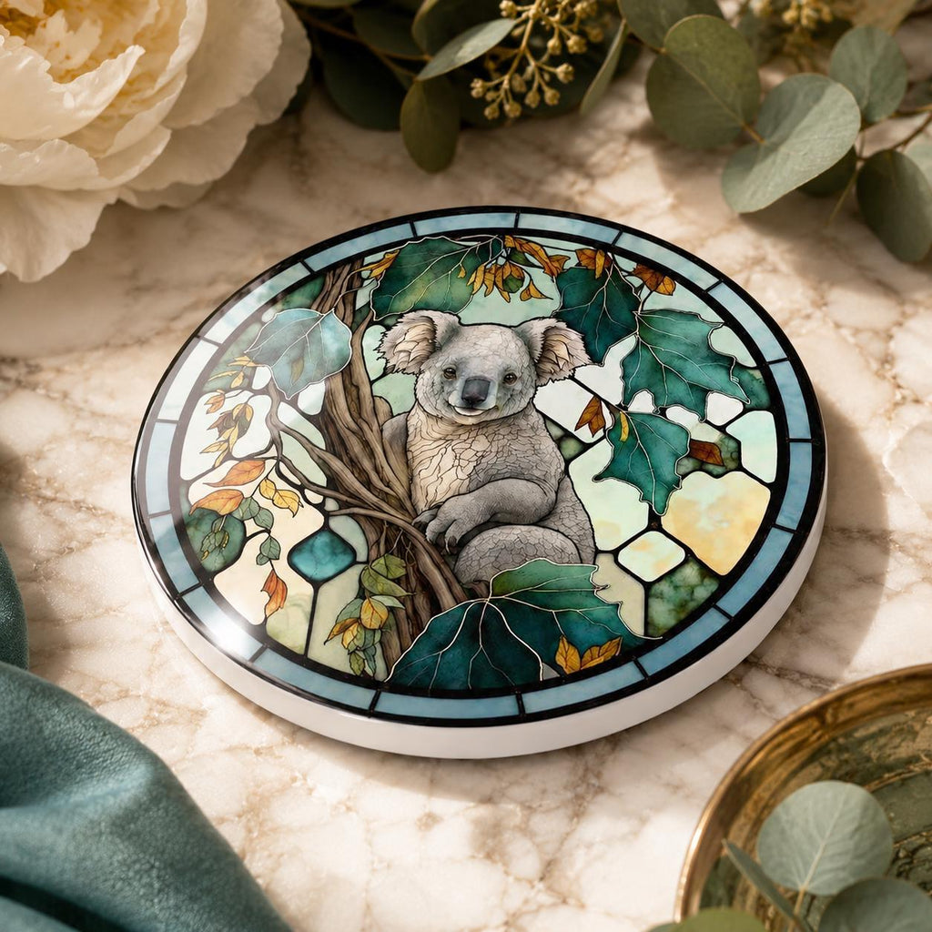 Koala Ceramic Coaster, Australian Wildlife Drink Tile, Animal Lover Gift