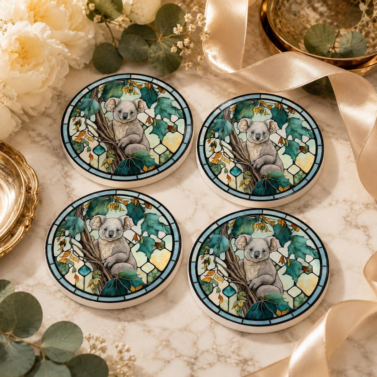 Koala Ceramic Coaster, Australian Wildlife Drink Tile, Animal Lover Gift