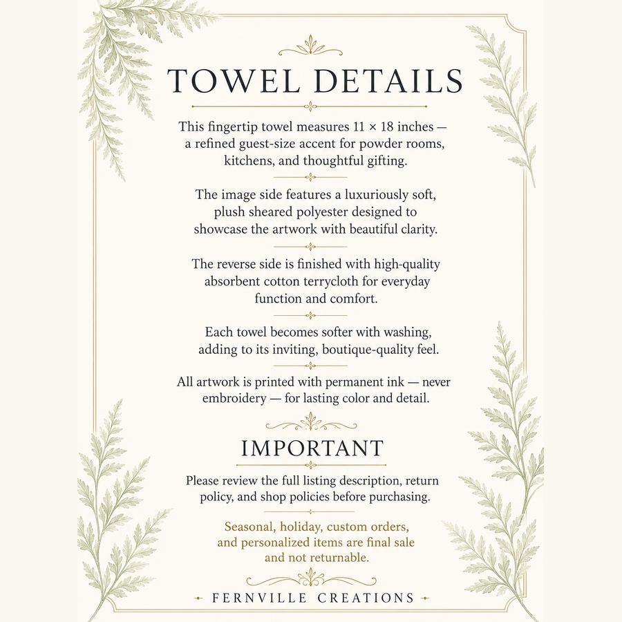 Wildflower Fingertip Towel, Floral Guest Bath Decor, Botanical Powder Room Linen