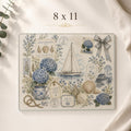 Glass Cutting Board with Hydrangeas, Nautical Charcuterie Tray