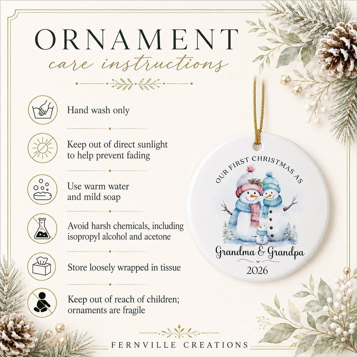 Grandparent Ornament, First Christmas as Grandma and Grandpa Keepsake