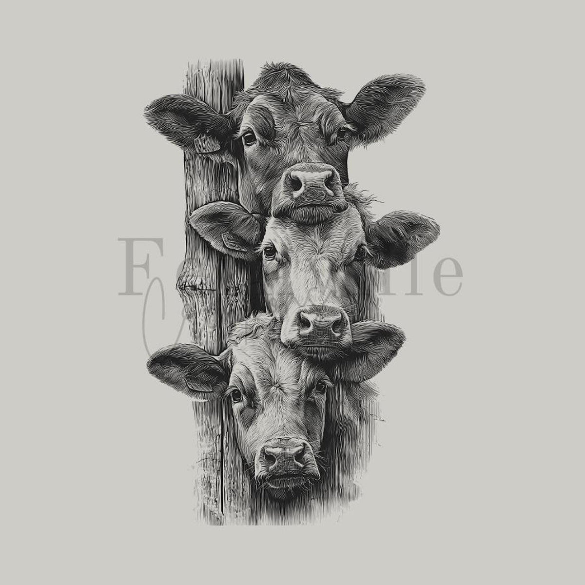 Cow Hand Towel, Rustic Farmhouse Decor with Black and White Cattle Illustration