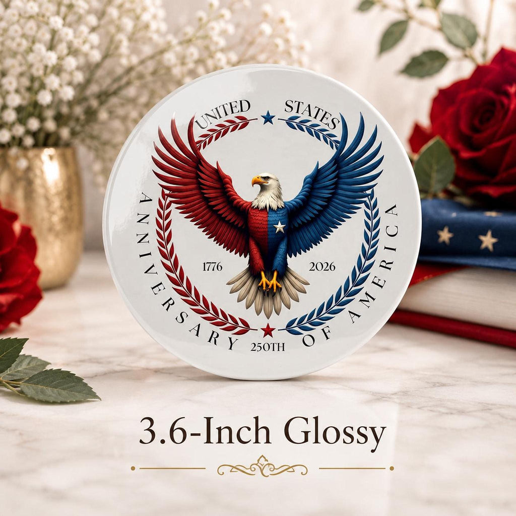 America 250th Ceramic Coaster, Patriotic Eagle Design for Commemorative Celebrations