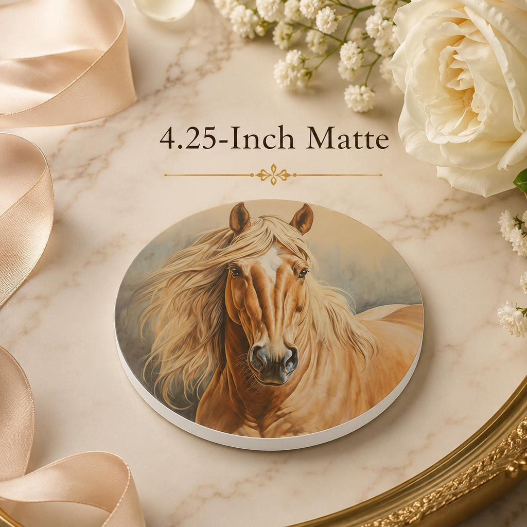 Horse Coaster, Round Ceramic Drink Tile for Western Farmhouse Decor