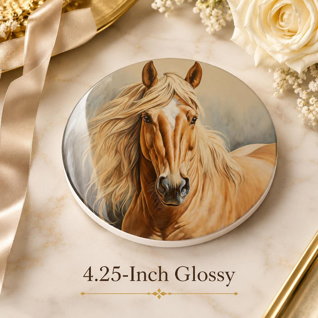 Horse Coaster, Round Ceramic Drink Tile for Western Farmhouse Decor