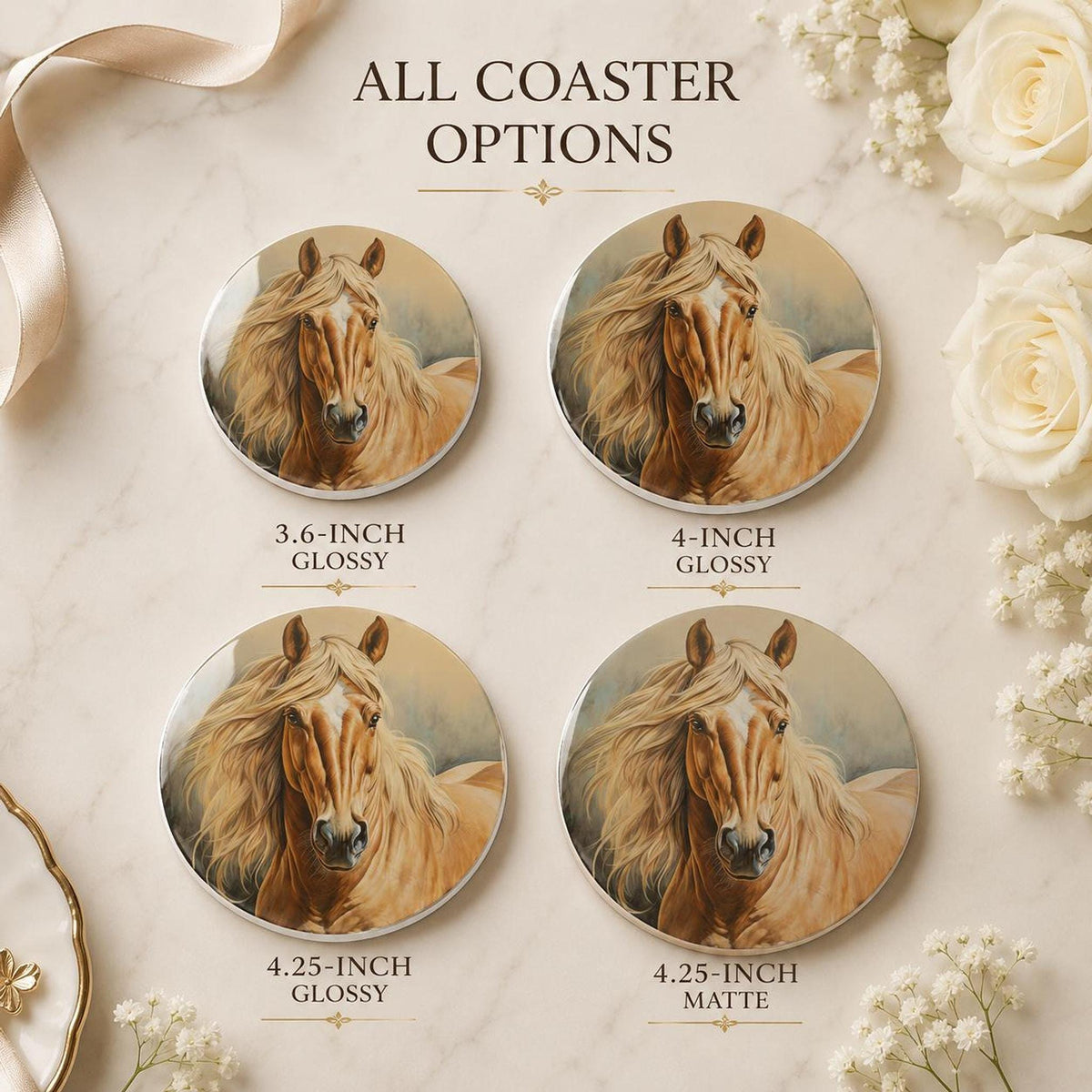 Horse Coaster, Round Ceramic Drink Tile for Western Farmhouse Decor