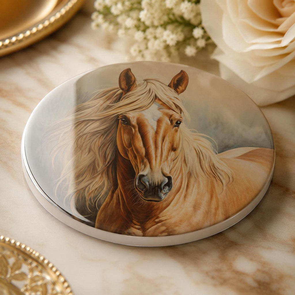 Horse Coaster, Round Ceramic Drink Tile for Western Farmhouse Decor