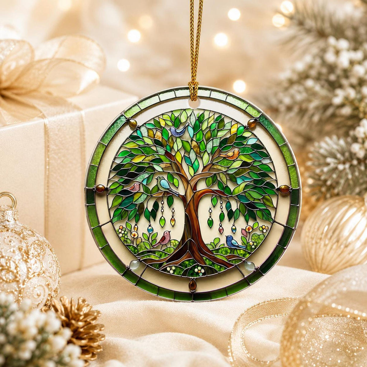Tree of Life Gift, Personalized Ceramic Ornament with Colorful Birds