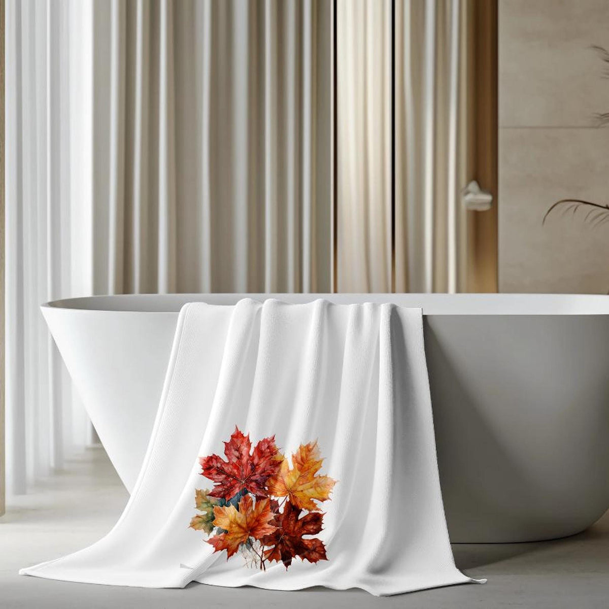 Autumn Leaves Towel, Elegant Fall Decor for Your Bathroom