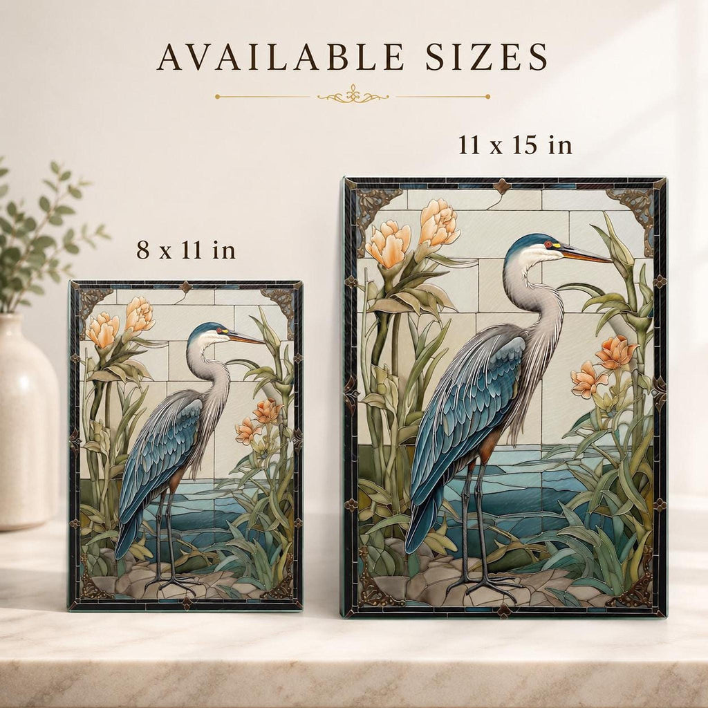 Blue Heron Gift Tempered Glass Cutting Board, Artful Wildlife Charcuterie Tray
