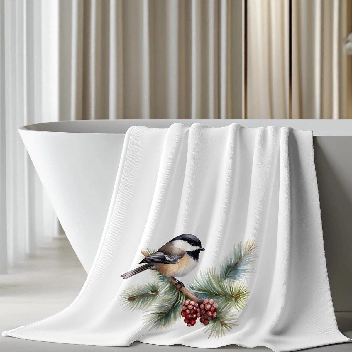 Chickadee Towel: Soft Bath in Sheared Polyester & Cotton Terrycloth