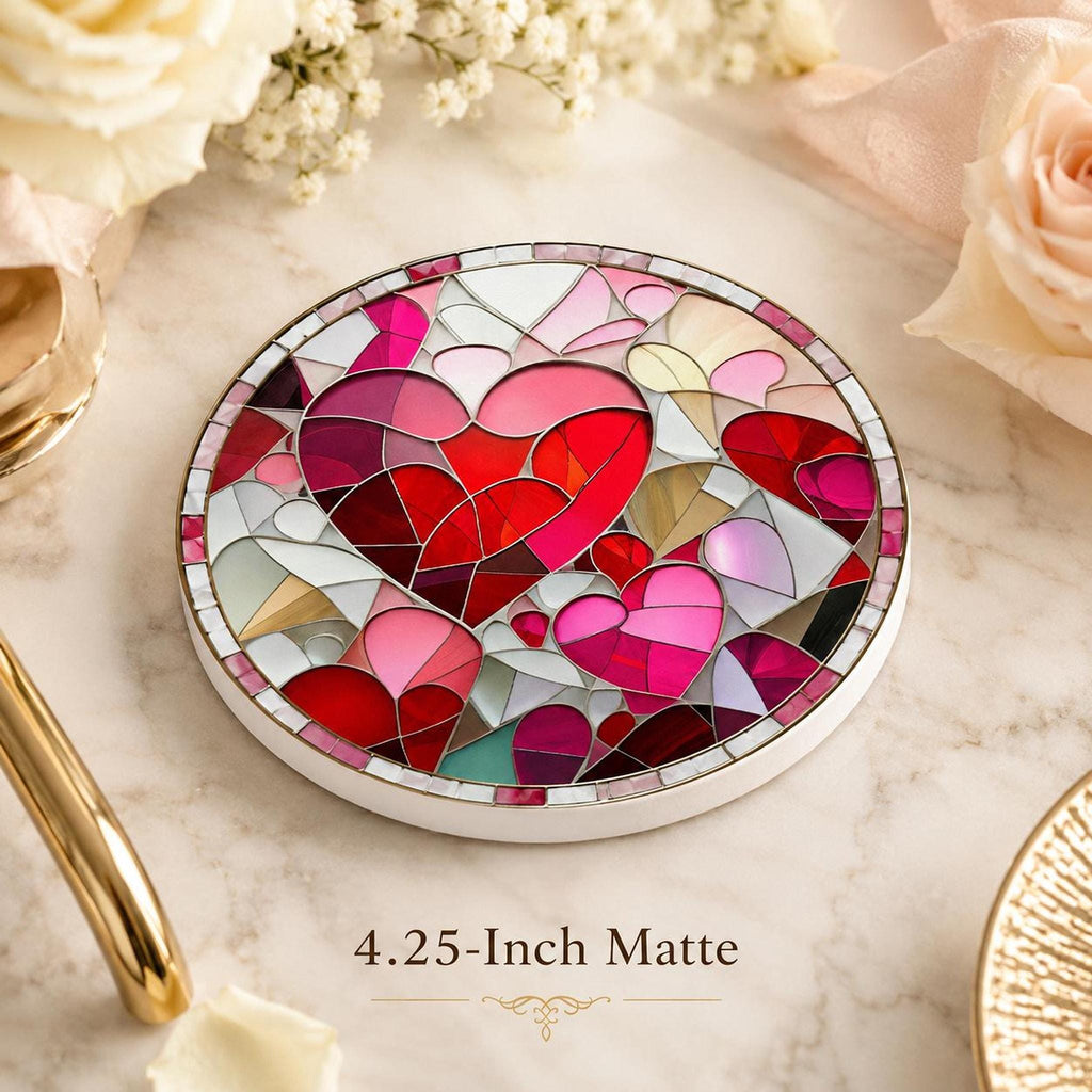 Heart Coaster with Mosaic Design, Ceramic Drink Mat for Valentine Decor