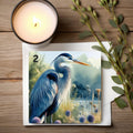 Blue Heron Coaster, Ceramic Nature Decor with Glossy Finish