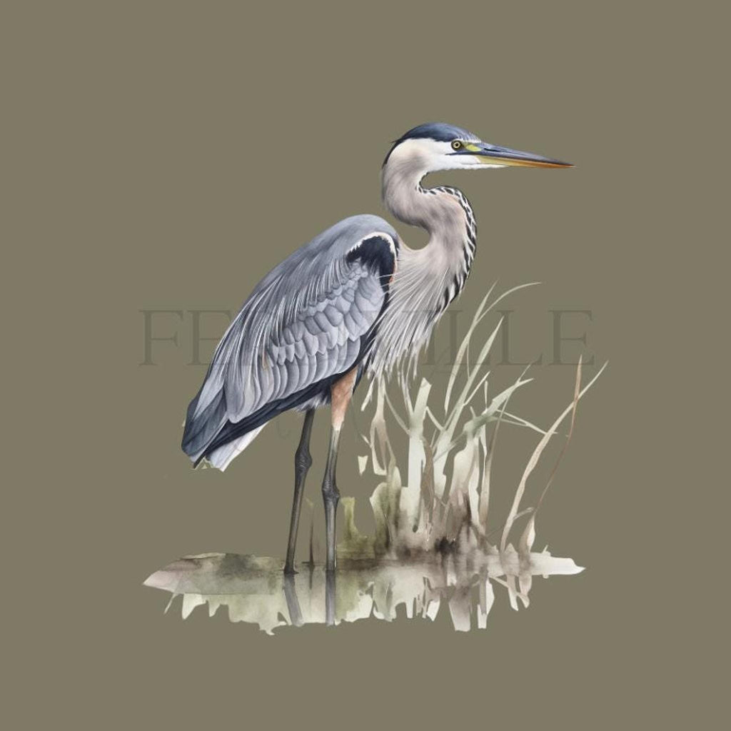 Blue Heron Watercolor Bath Towel, Nature Inspired Coastal Decor