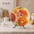 Citrus Cutting Board, Round Tempered Glass Serving Tray with Fruit Design