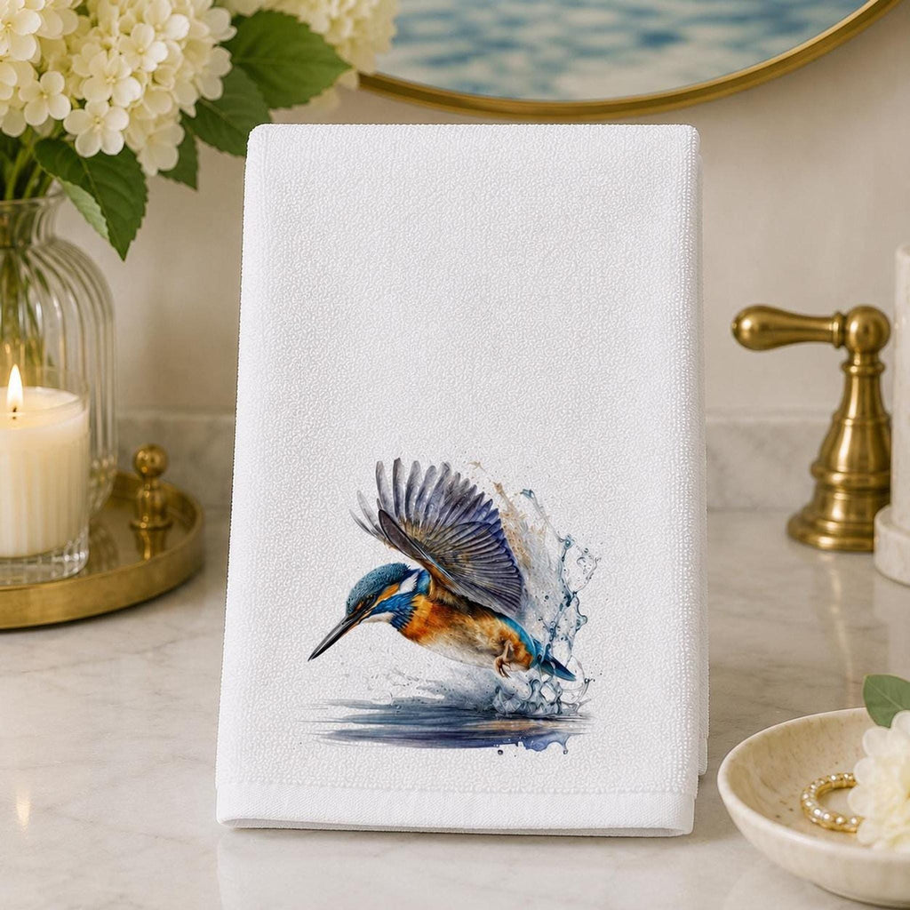 Kingfisher Towel, Decorative Hand with Bird Design for Bathroom