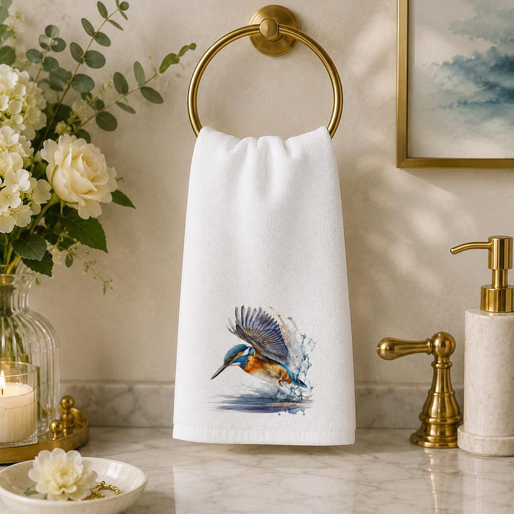 Kingfisher Towel, Decorative Hand with Bird Design for Bathroom