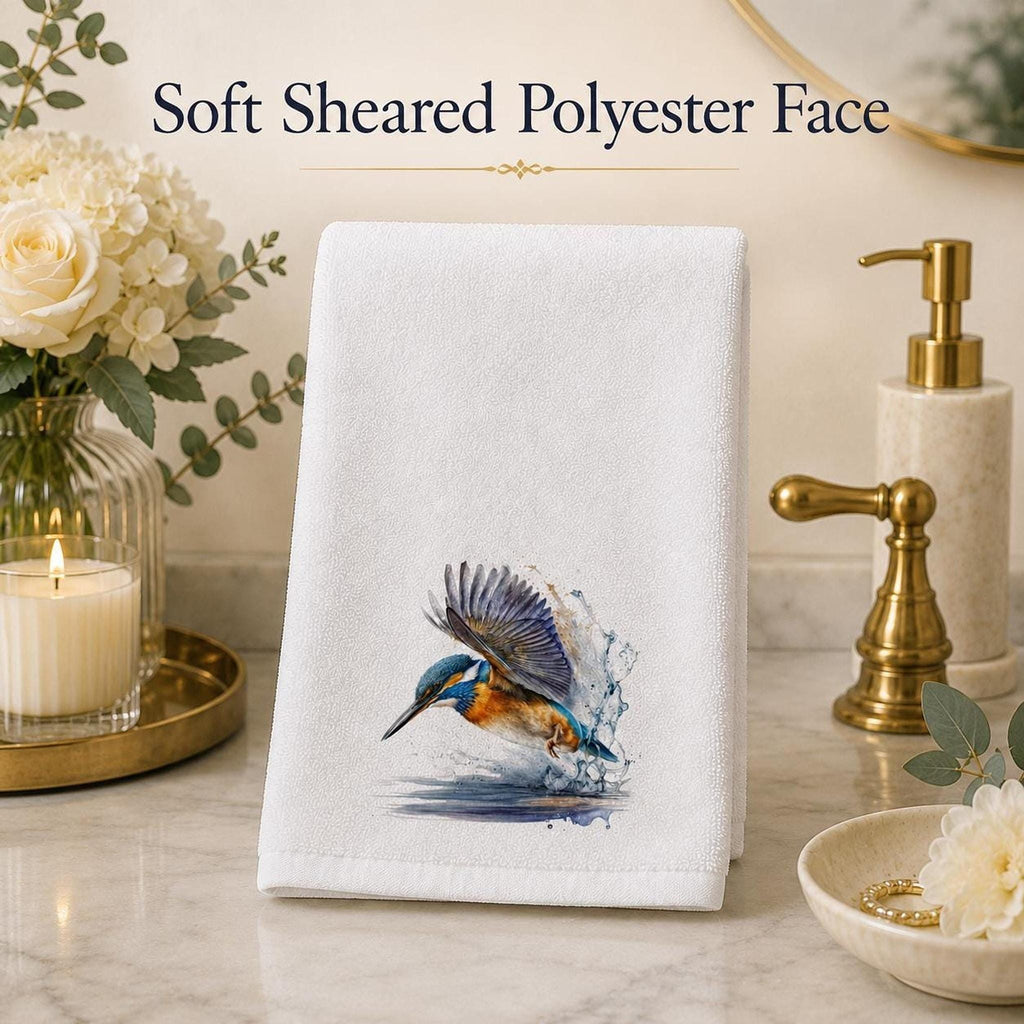 Kingfisher Towel, Decorative Hand with Bird Design for Bathroom