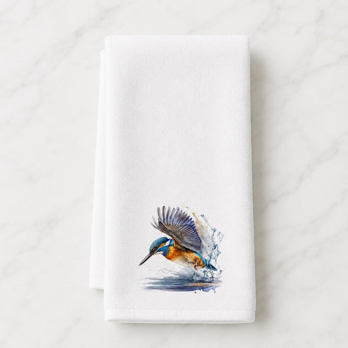 Kingfisher Towel, Decorative Hand with Bird Design for Bathroom