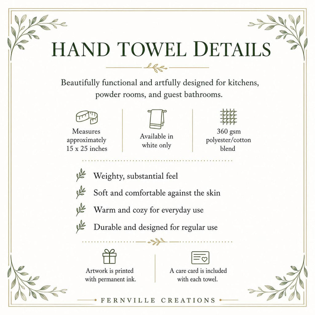 Fall Hand Towel with Blue Pumpkin Art, Luxury Kitchen and Bath Decor