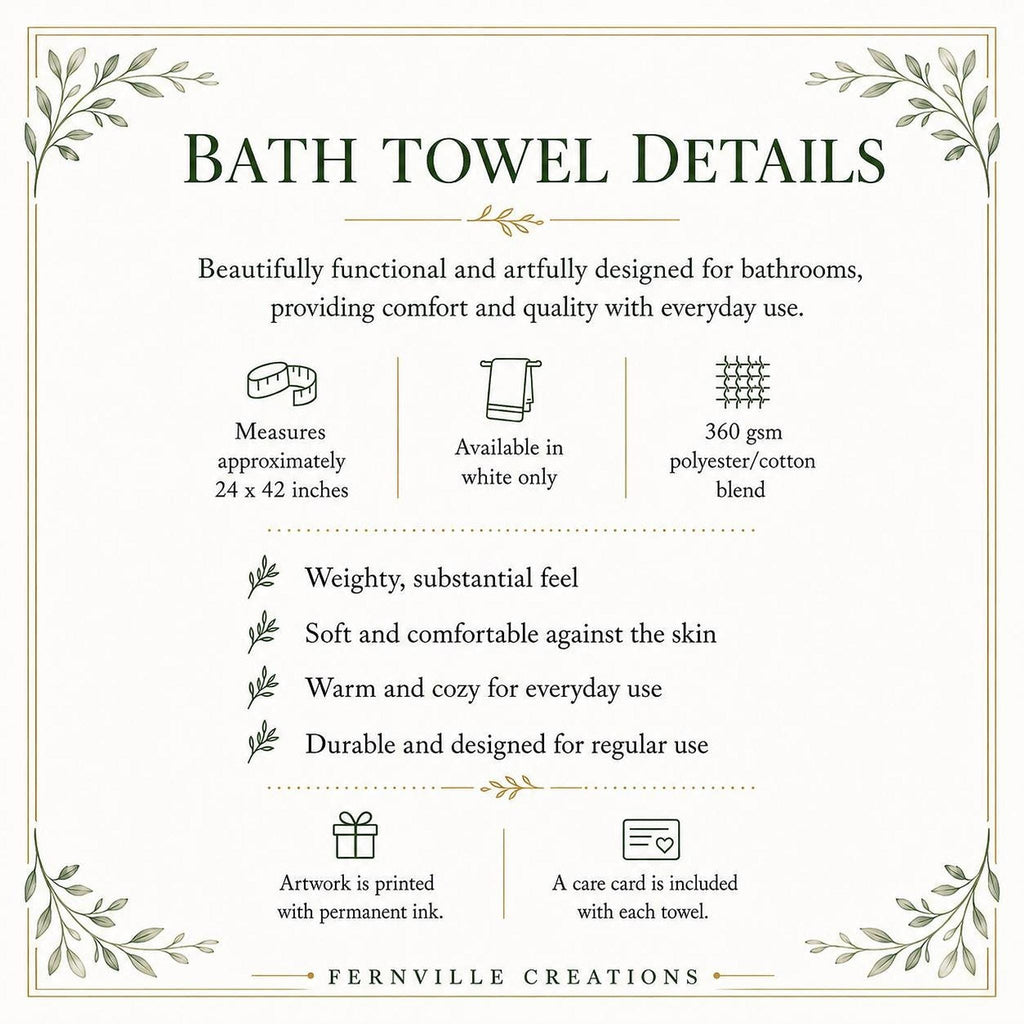 Holly Berry Cardinal Bath Towel, Winter Bathroom Decor with Red Bird