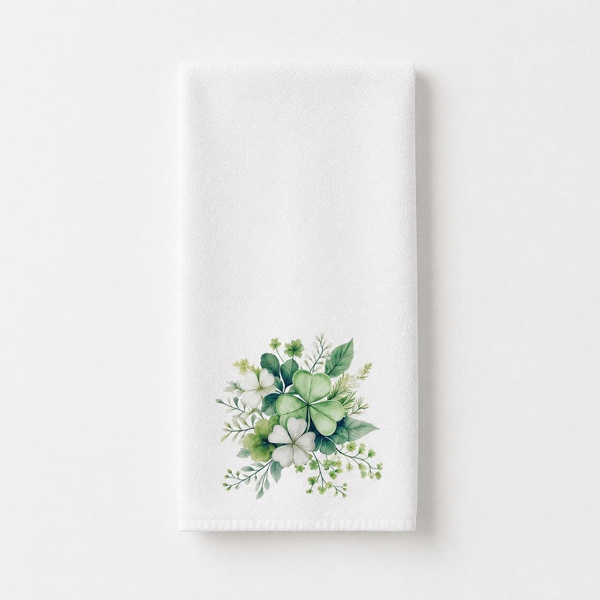 Clover Bath Decor Hand Towel, Botanical Shamrock Design for Spring