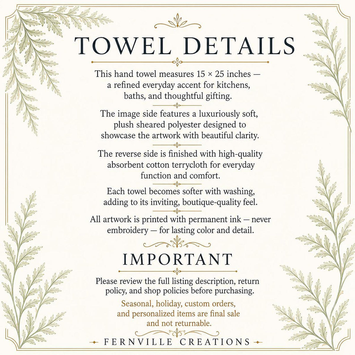 Bathroom Hand Towel, Soft Cotton Terrycloth with Vintage Design