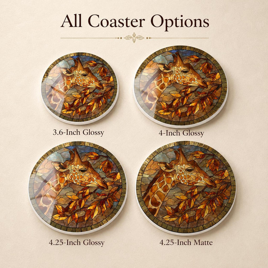 Giraffe Coaster, Round Ceramic Drink Mat with Safari Design