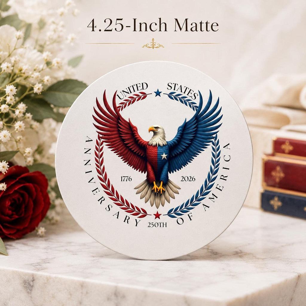 America 250th Ceramic Coaster, Patriotic Eagle Design for Commemorative Celebrations