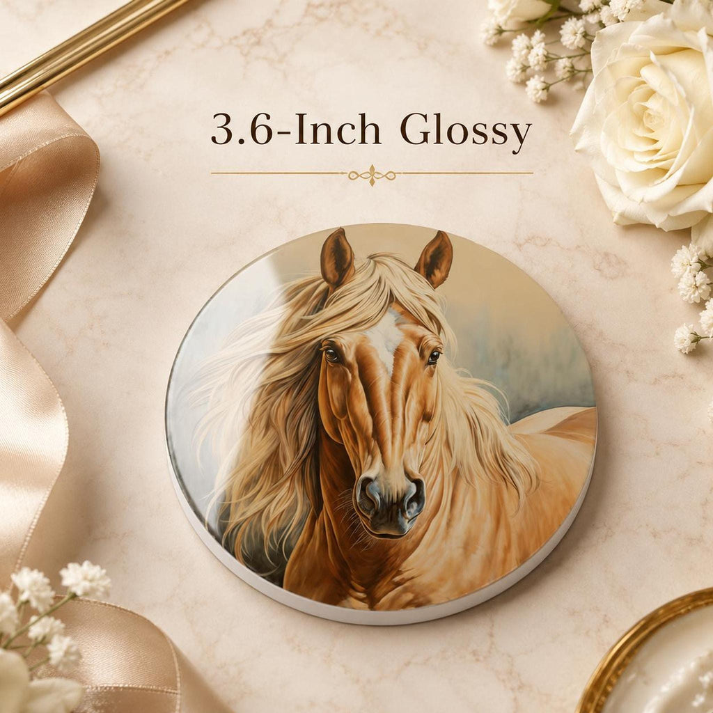 Horse Coaster, Round Ceramic Drink Tile for Western Farmhouse Decor