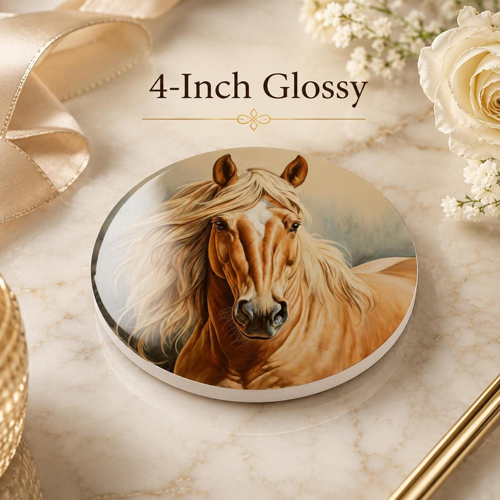 Horse Coaster, Round Ceramic Drink Tile for Western Farmhouse Decor