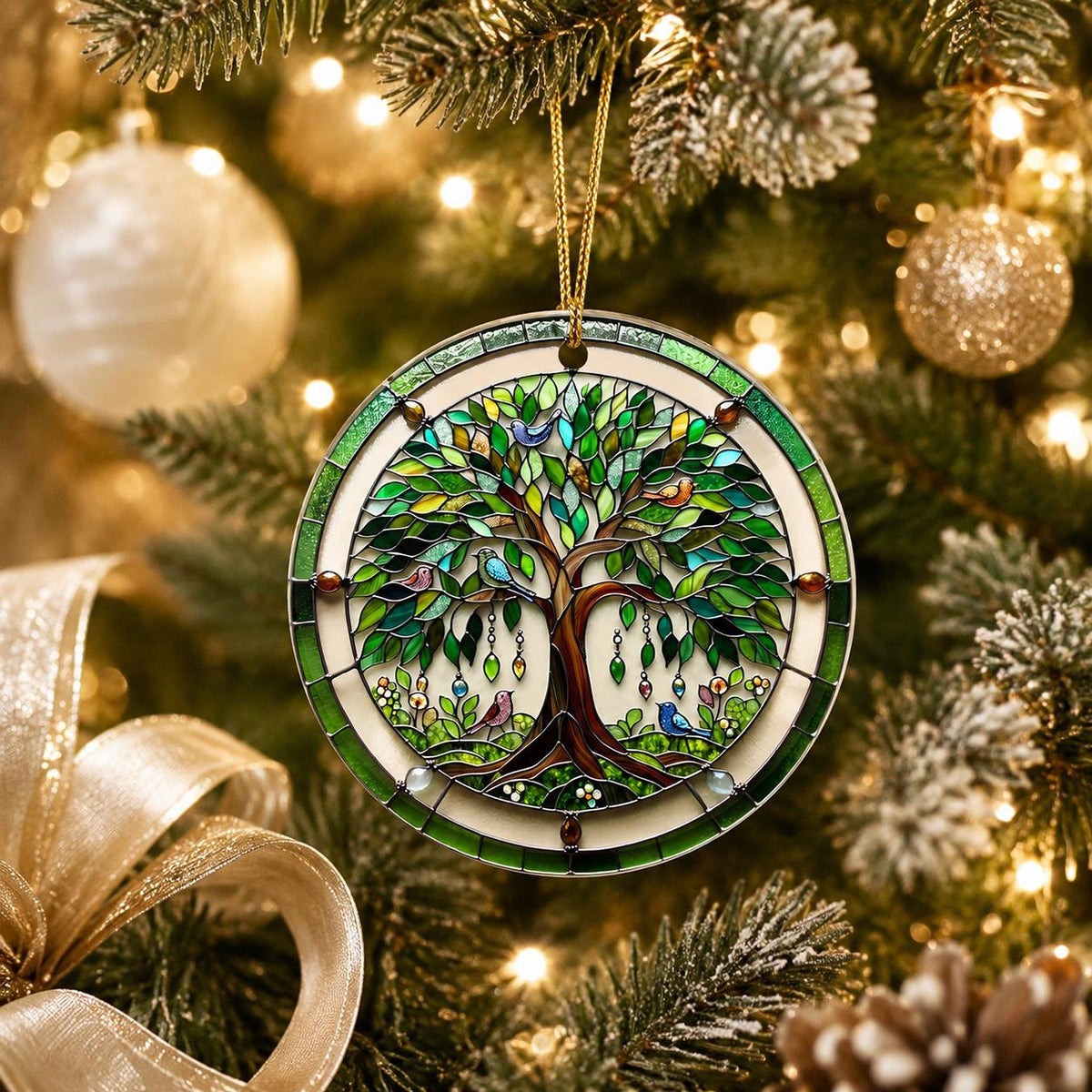 Tree of Life Gift, Personalized Ceramic Ornament with Colorful Birds
