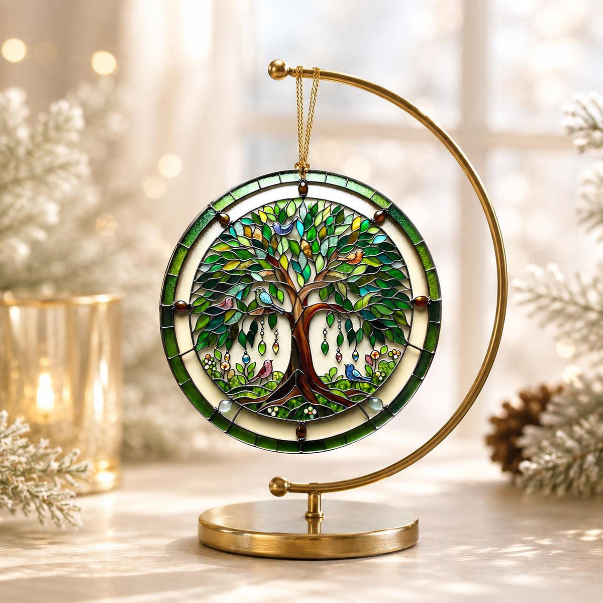 Tree of Life Gift, Personalized Ceramic Ornament with Colorful Birds