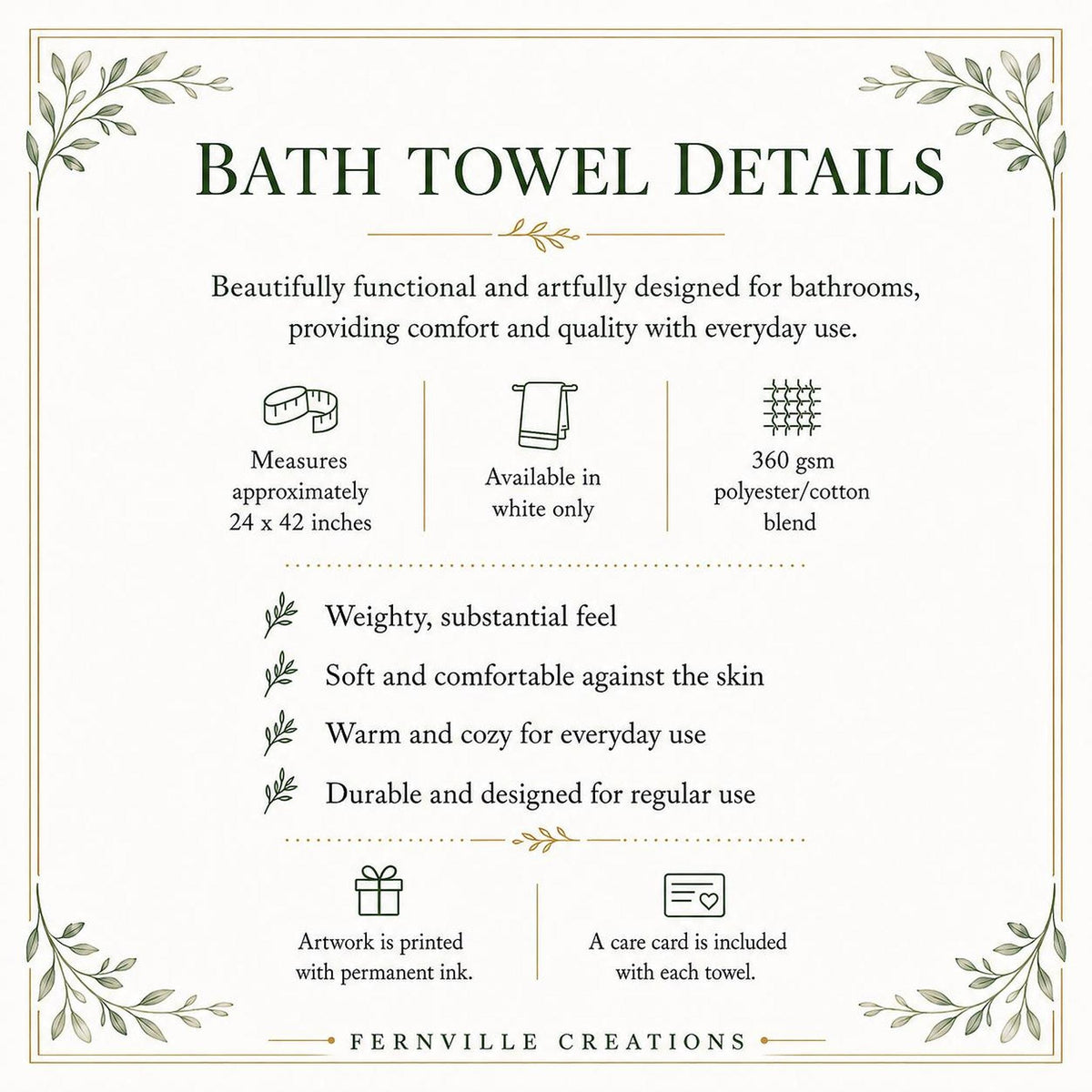 Autumn Leaves Towel, Elegant Fall Decor for Your Bathroom