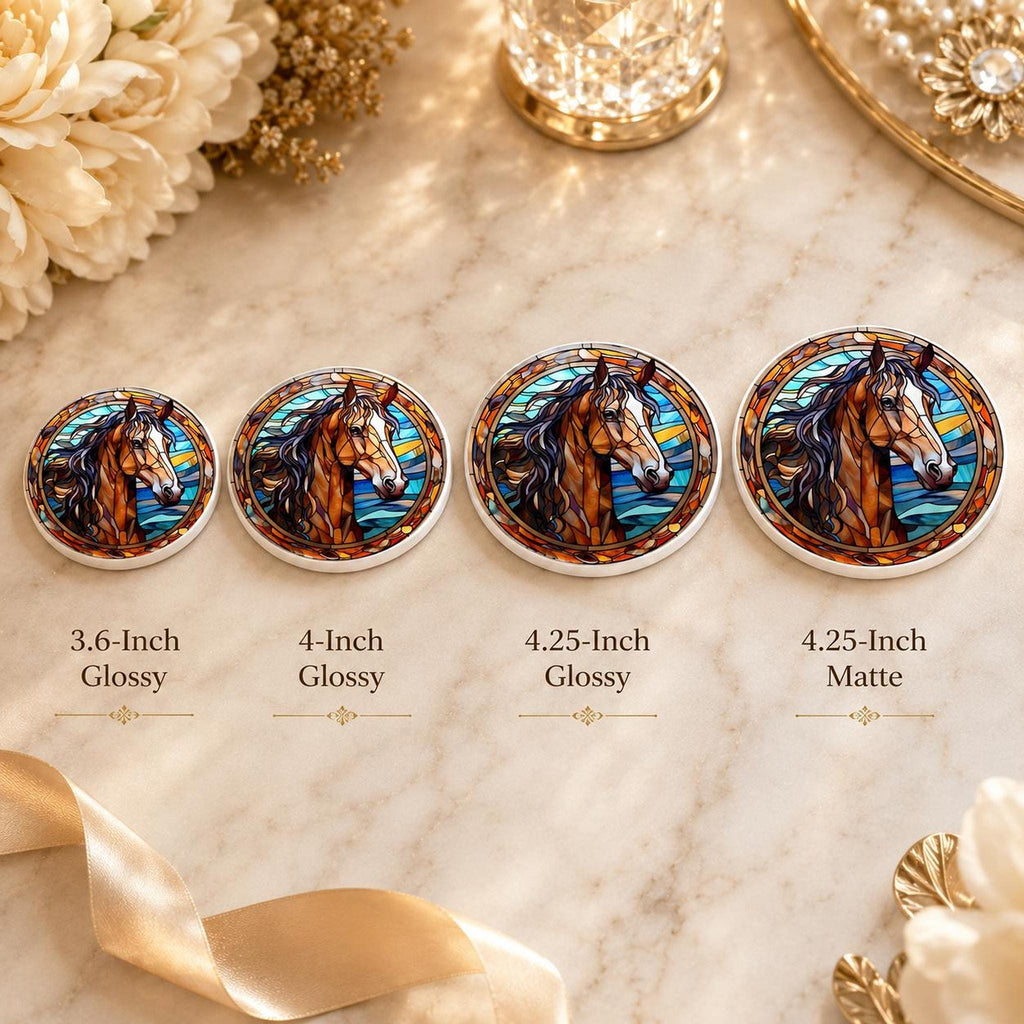 Horse Coaster, Round Ceramic with Art Glass Style Design