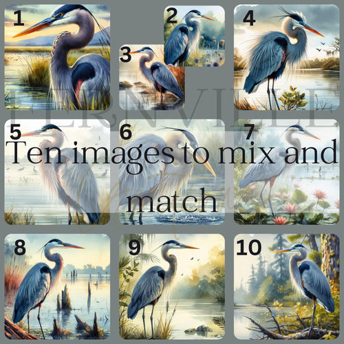 Blue Heron Coaster, Ceramic Nature Decor with Glossy Finish