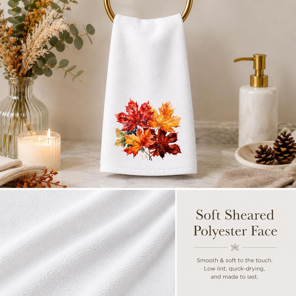 Fall Hand Towel with Maple Leaf Design, Autumn Bathroom Decor