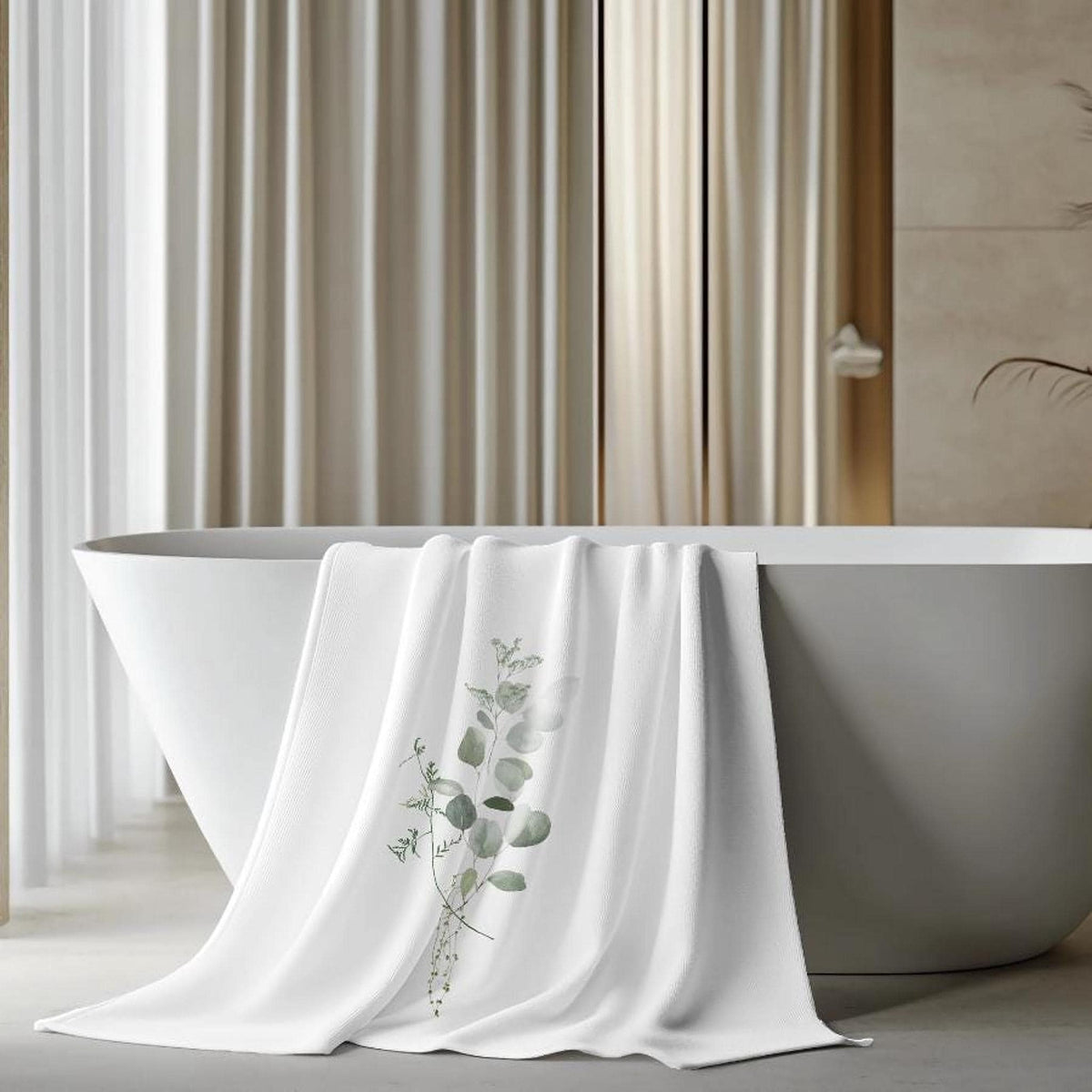 Luxury Bath Towel in Eucalyptus: Plush Sheared Polyester & Cotton Terry