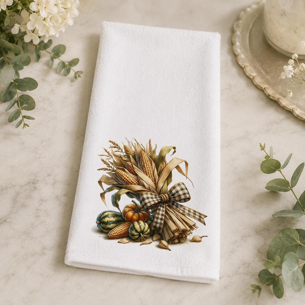 Autumn Hand Towel, Soft Polyester Cotton Blend with Pumpkin Design