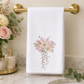 Pink Floral Towel, Elegant Hand with Watercolor Design