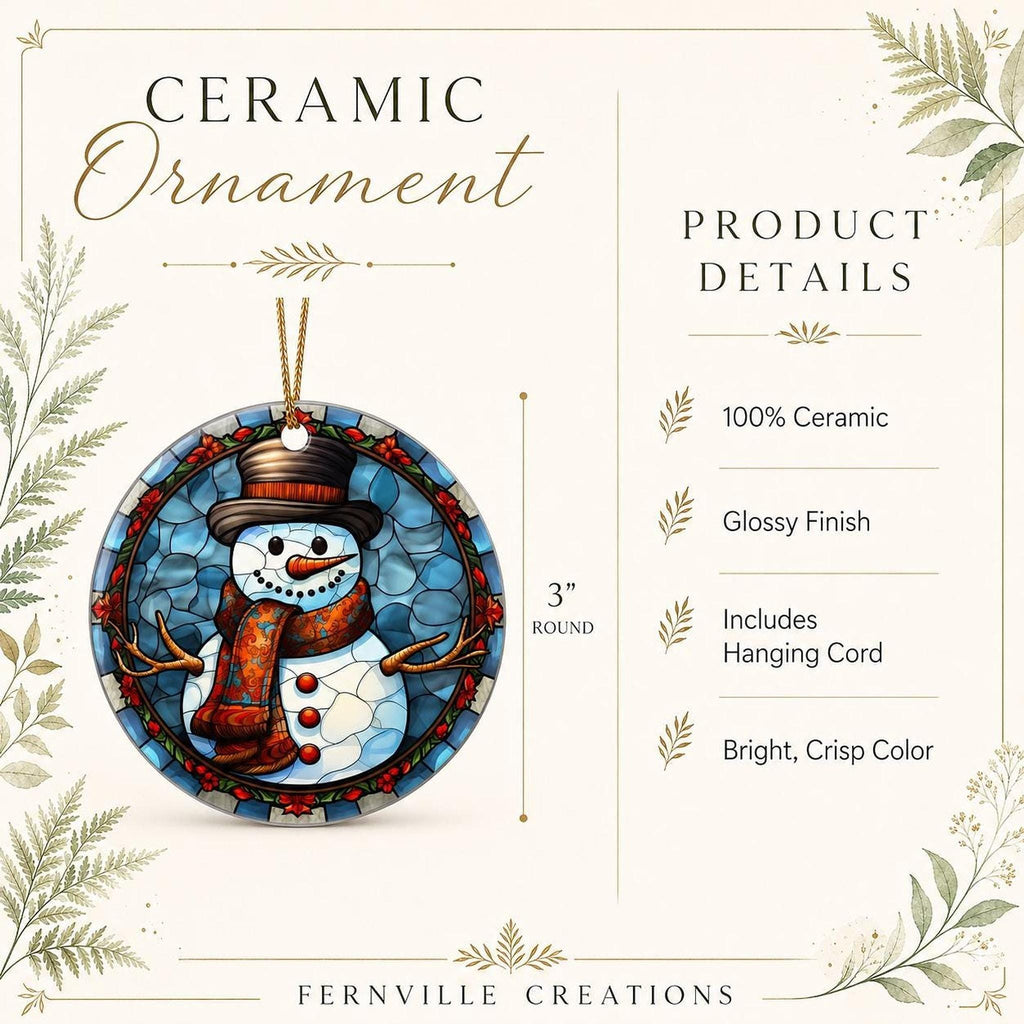 Snowman Ornament, Colorful Ceramic Keepsake with Personalized Options