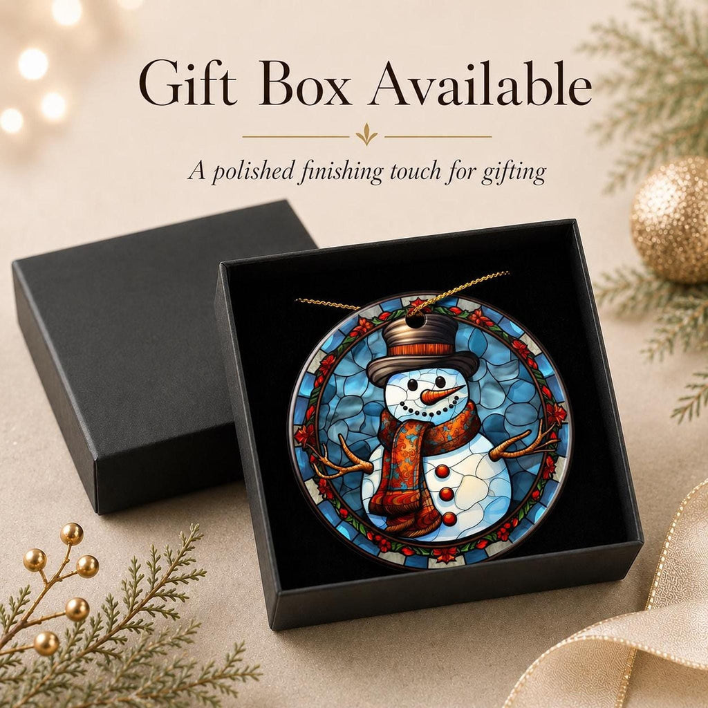 Snowman Ornament, Colorful Ceramic Keepsake with Personalized Options