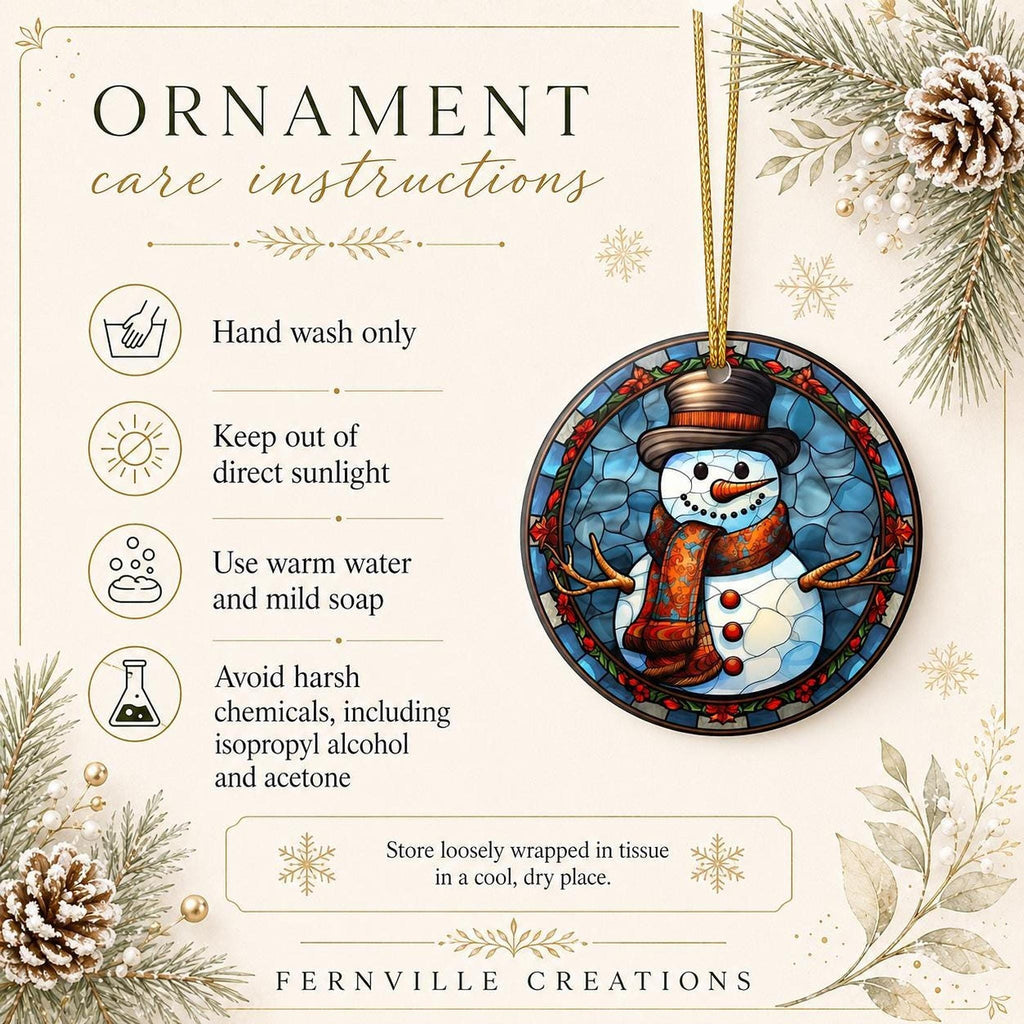 Snowman Ornament, Colorful Ceramic Keepsake with Personalized Options