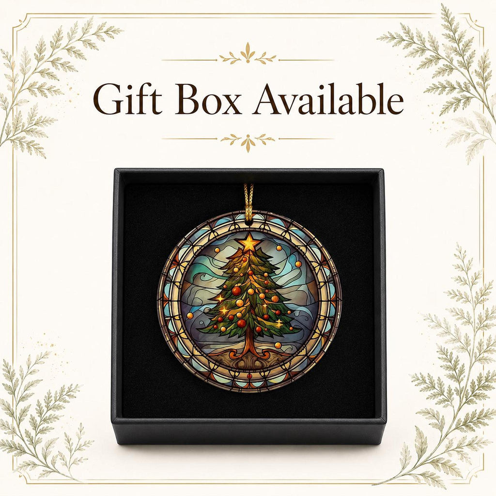 Christmas Ornament with Leaded Glass Inspired Design, Elegant Ceramic Keepsake