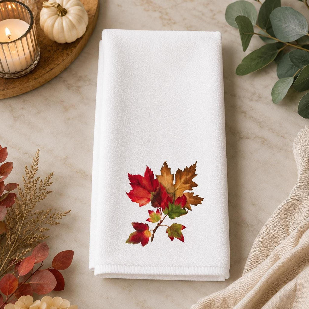 Autumn Hand Towel with Maple Leaf Design, Cozy Guest Bath