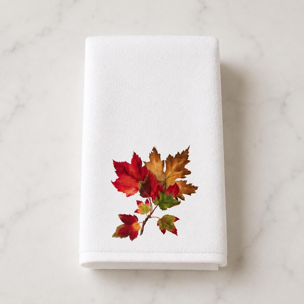 Autumn Hand Towel with Maple Leaf Design, Cozy Guest Bath