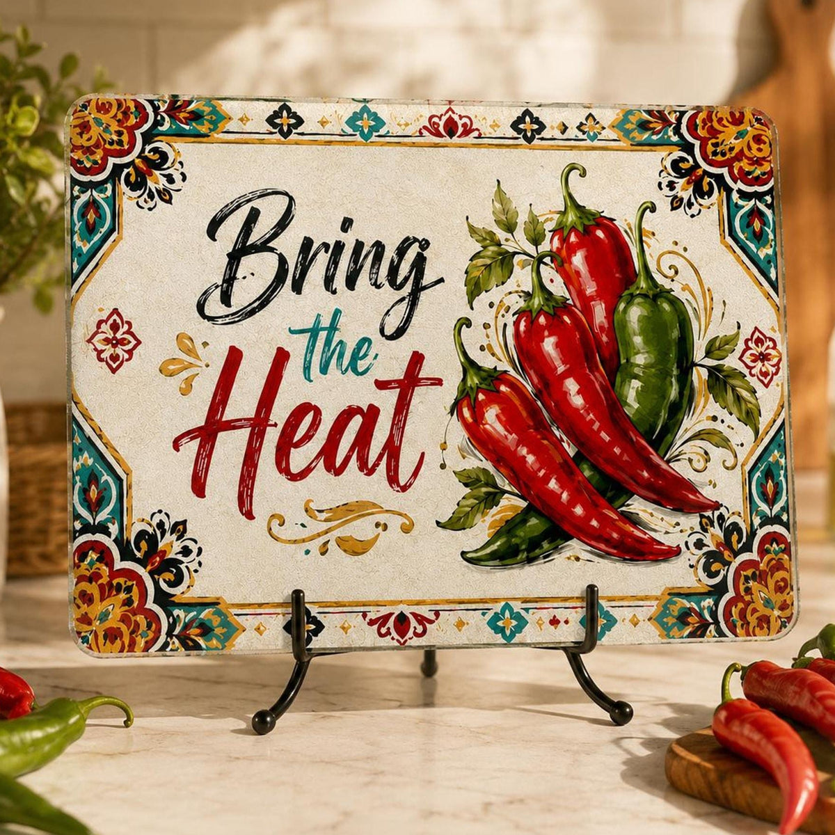 Chili Pepper Glass Cutting Board, Bring The Heat Charcuterie Tray