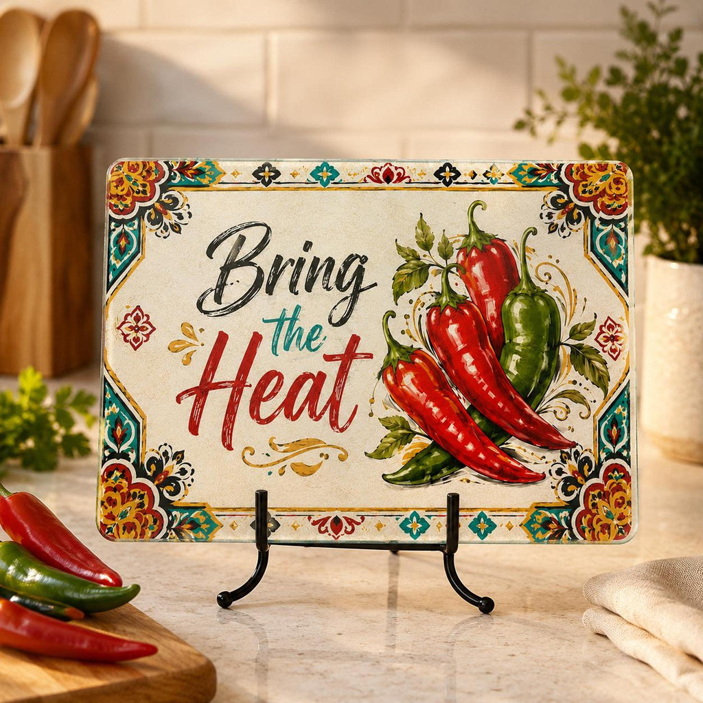 Chili Pepper Glass Cutting Board, Bring The Heat Charcuterie Tray