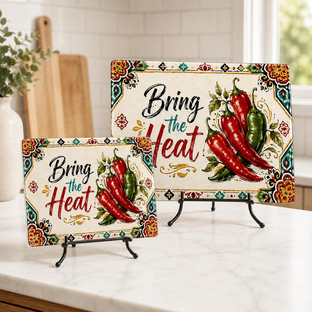 Chili Pepper Glass Cutting Board, Bring The Heat Charcuterie Tray