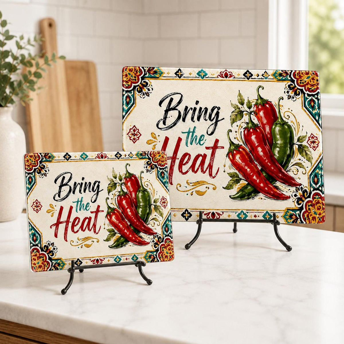 Chili Pepper Glass Cutting Board, Bring The Heat Charcuterie Tray